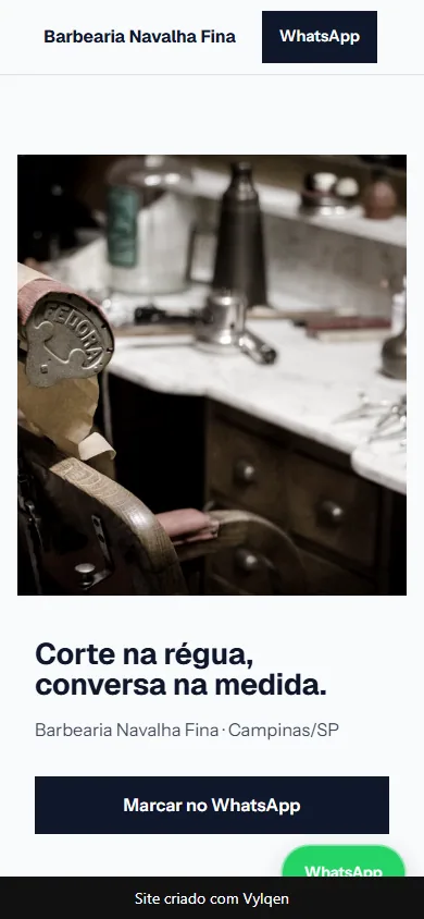 Site gerado para Barbearia Navalha Fina, um exemplo de barbearia